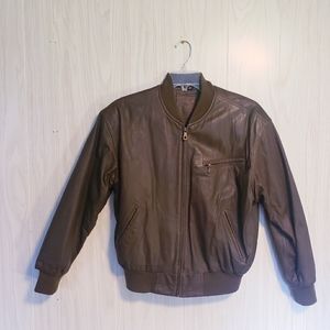 Dark Olive Green Super Soft Leather Bomber Jacket